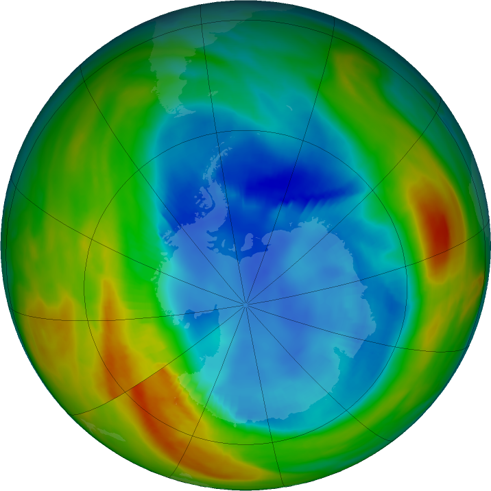 Antarctic ozone map for 23 August 2017